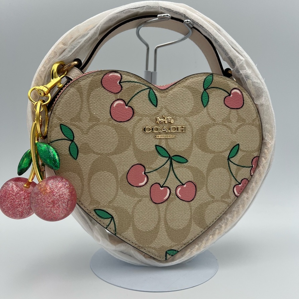 Coach Heart Shape Crossbody With Heart Cherry Print - Picture 2 of 14